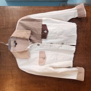 Papermoon lightweight denim color block jacket